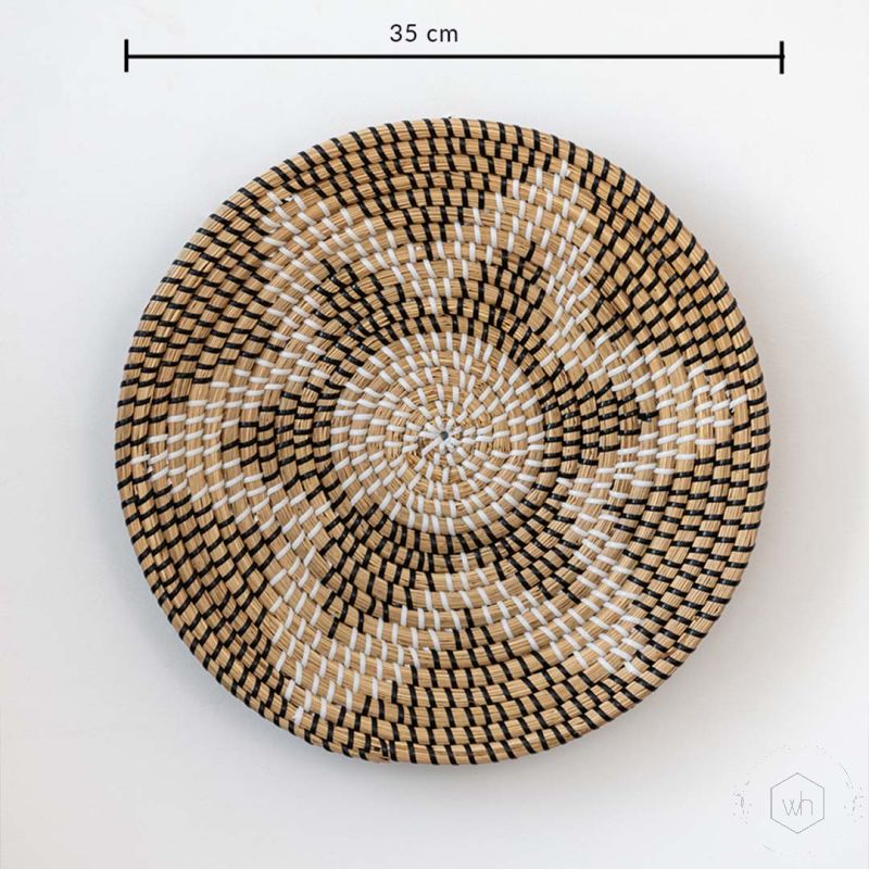 Ramira Handwoven Sabai Grass Hanging Wall Basket Black Dimensions