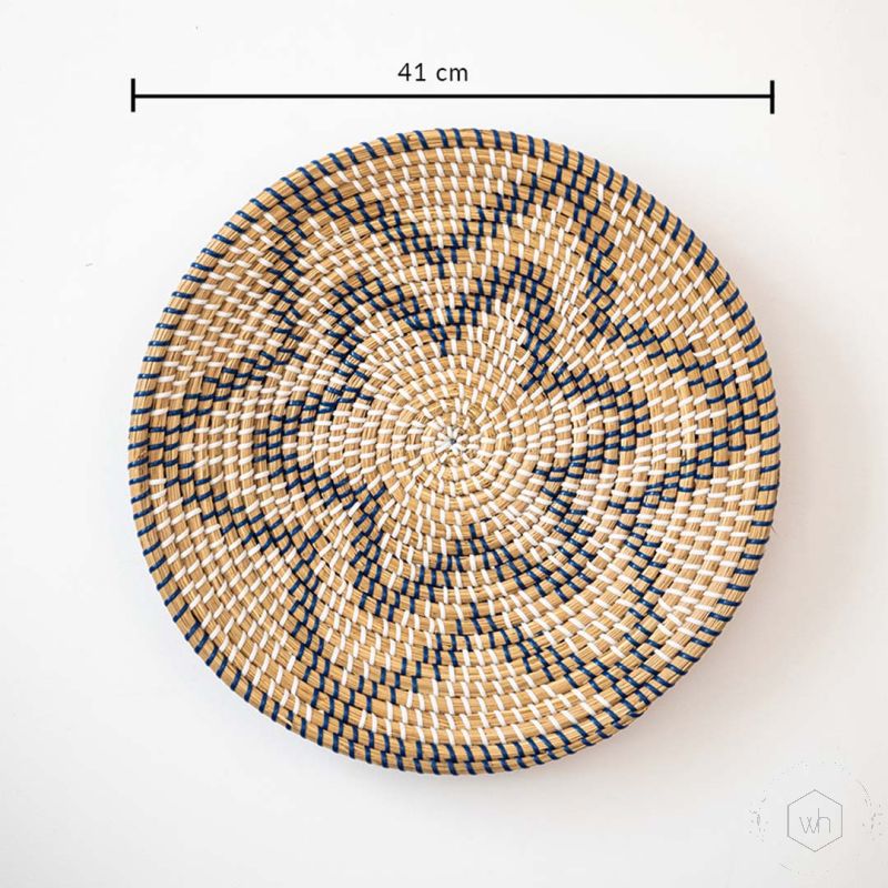 Estefania Handwoven Sabai Grass Hanging Wall Basket Black Dimensions