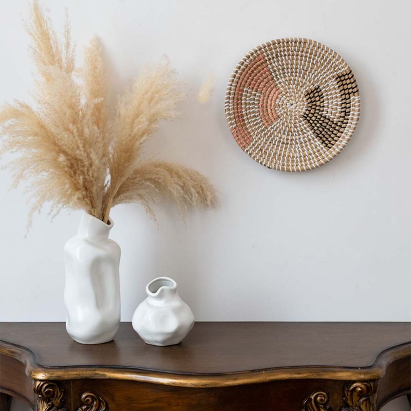 Yesenia Handwoven Sabai Grass Hanging Wall Basket White Lifestyle