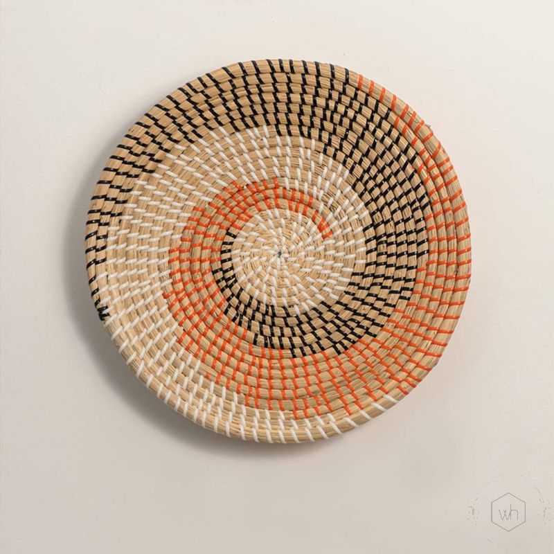 Sea Wave Style Handwoven Wall Basket White Background