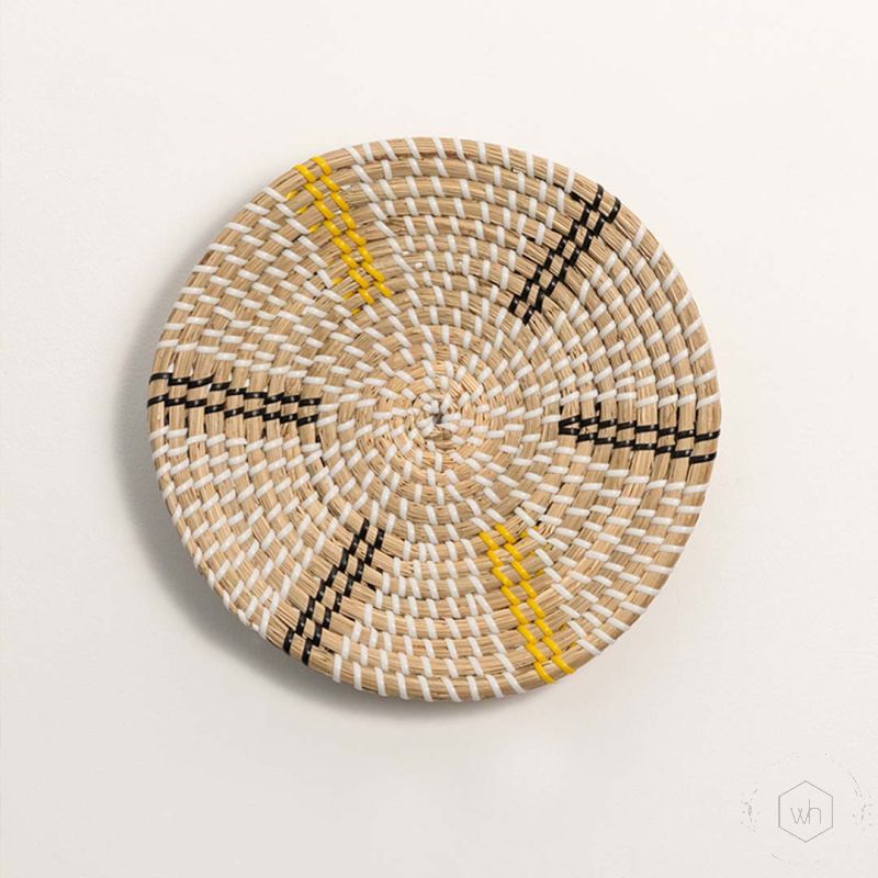 Rays Handwoven Wall Basket White Background
