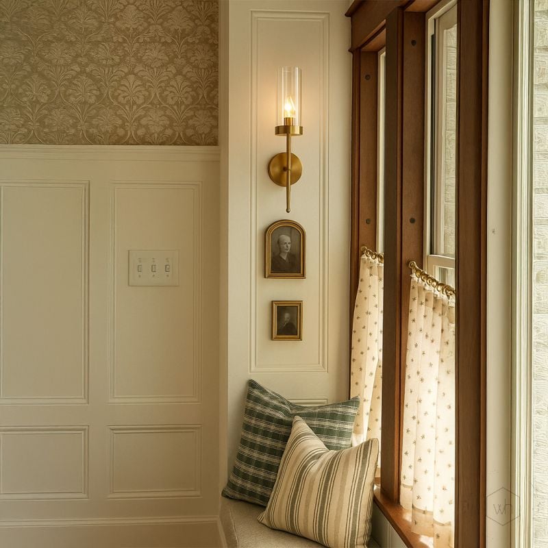 Modern Cylindrical Glass Golden Lighting Fixture Main Lifestyle