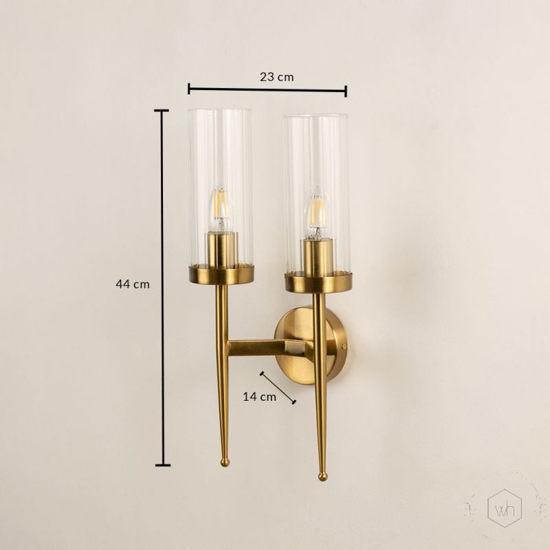 Dual Modern Cylindrical Glass Golden Lighting Fixture Dimensions