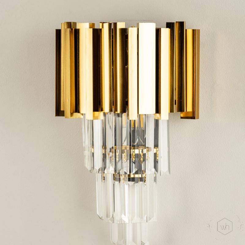 Cascade Gold Crystal Glass Wall Light Closeup