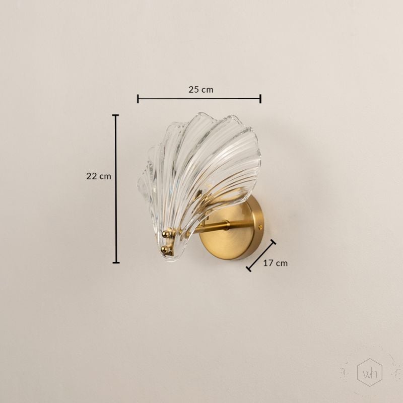 American Style Crystal Glass Shell Metal Wall Sconce Dimensions