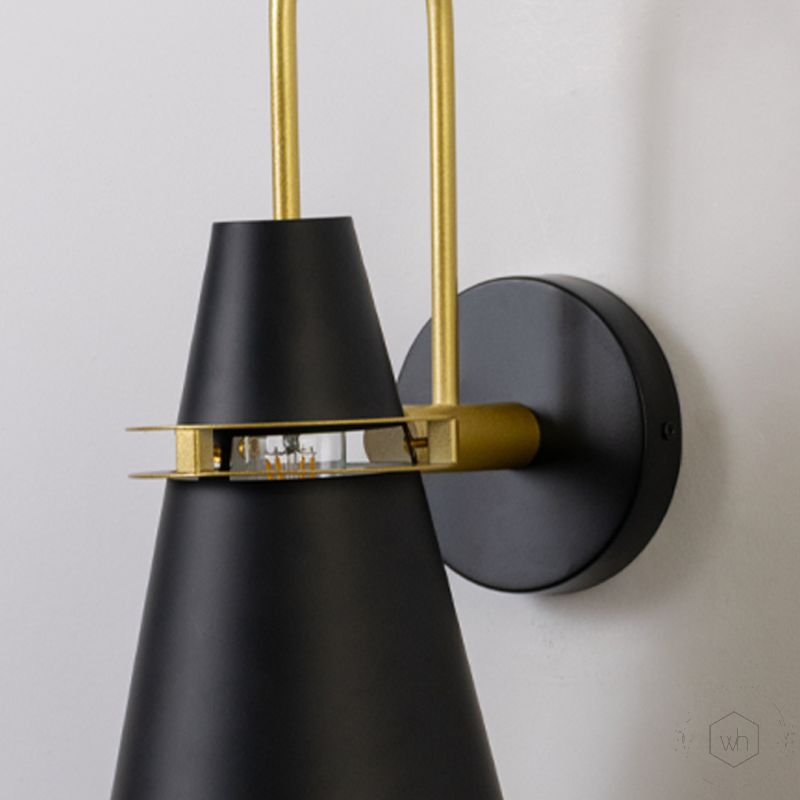 Skingk Industrial Loft Gold Black Wall Sconce Closeup