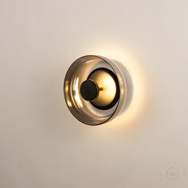 Oklak Black Smoky Wall Light Light On White Background