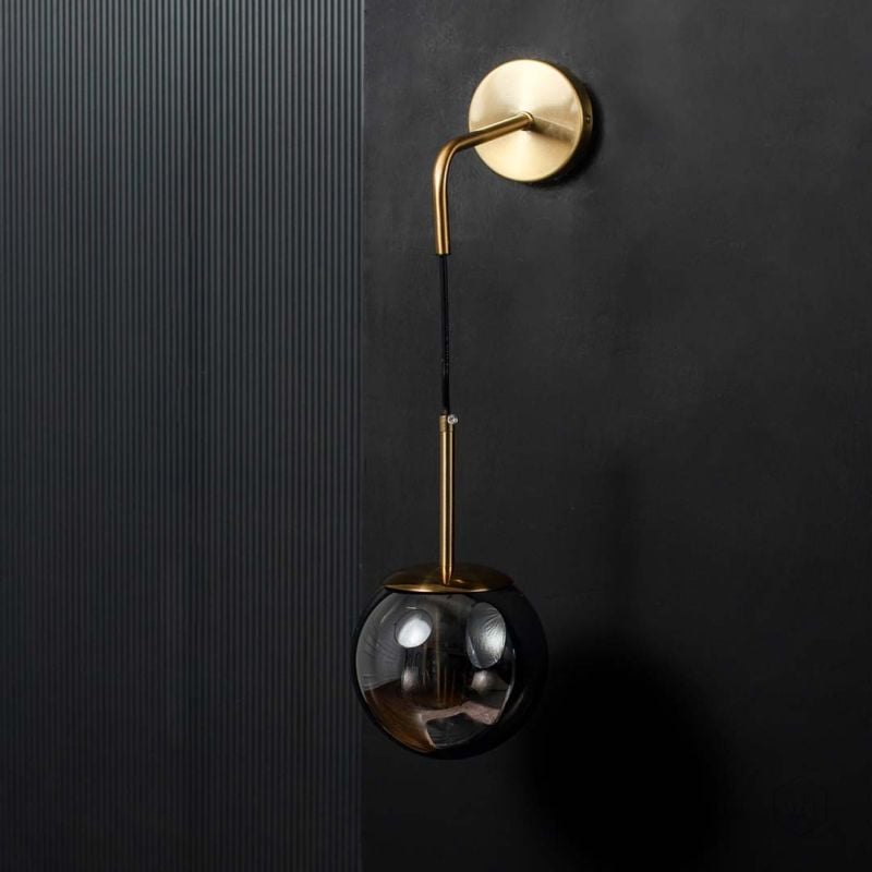 Avior Glass Wall Light Round Light Off Black Background