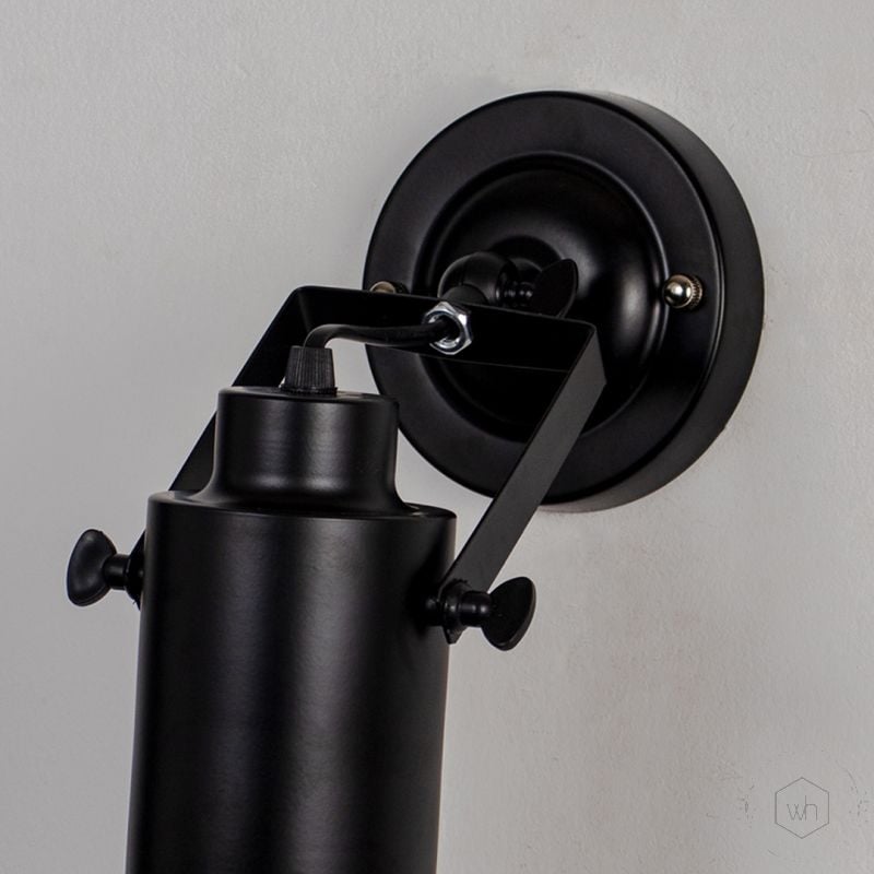Cylinder Metallic Wall Sconce Black Closeup
