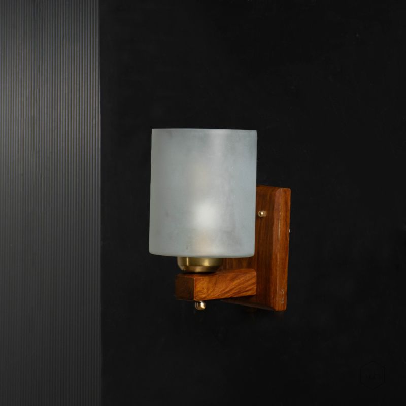 Polo Wooden Single Wall Lamp Sconce Light Off Black Background