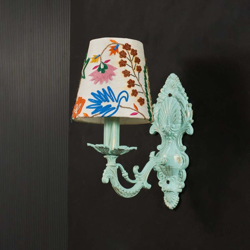Aluminium Era Wall Sconce Small Light - Floral White Shade Light Off Black Background