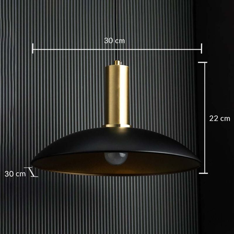 Barn Style Black & Gold Metal Hanging Lamp Dimensions