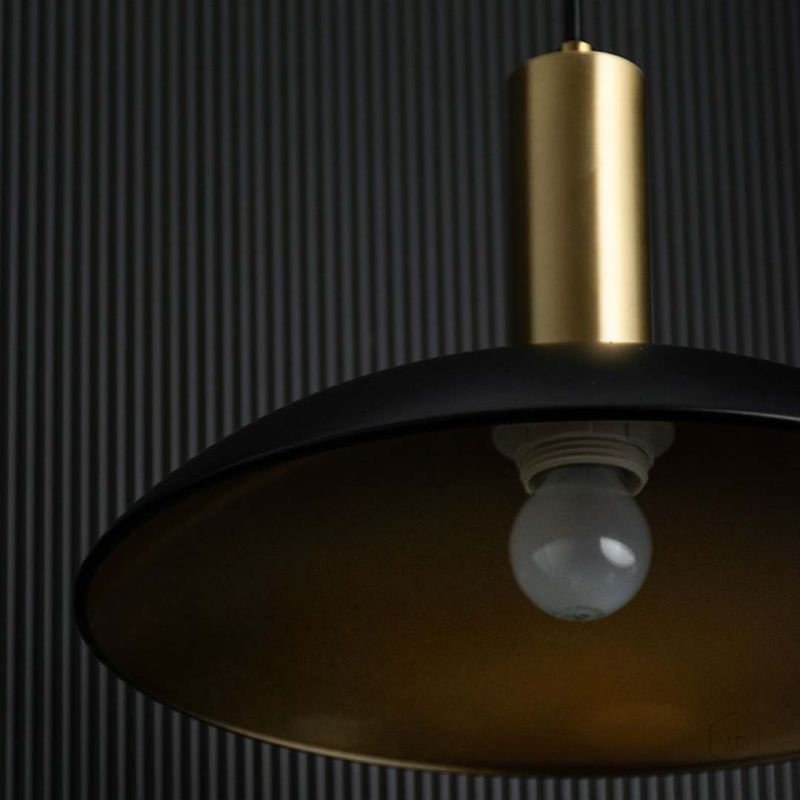Barn Style Black & Gold Metal Hanging LampCloseup 1
