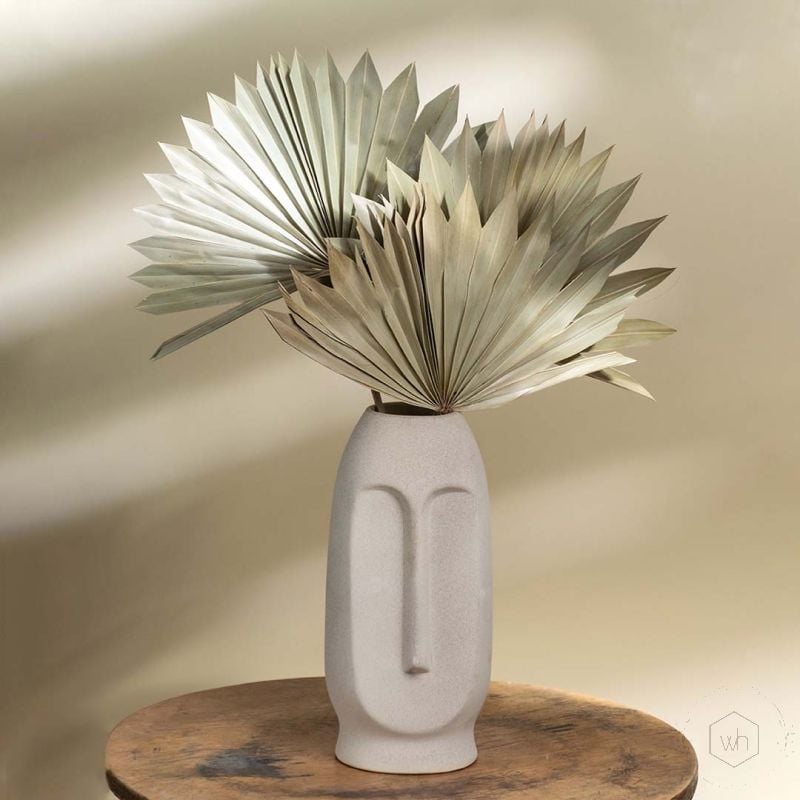 Beige Human Tranquility Face Ceramic Decorative Vase Lifestyle 2