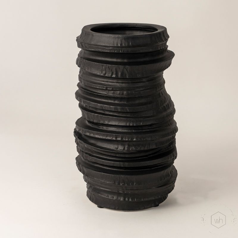 Ceramic Table Vase - BlackSide Angle