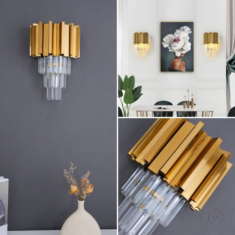 Cascade Gold Crystal Glass Wall Light Lifestyle