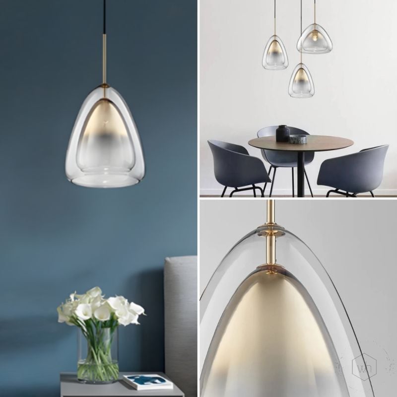 Clear Glass Long Dome Shape Pendant Lamp Lifestyle