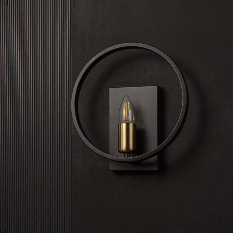 Contemporary Ring Design Wall Light Light Off Black Background