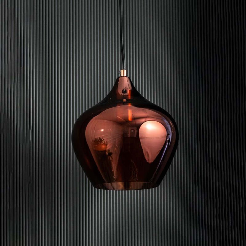Contemporary Style Glass Hanging Pendant Light Light Off Black Background