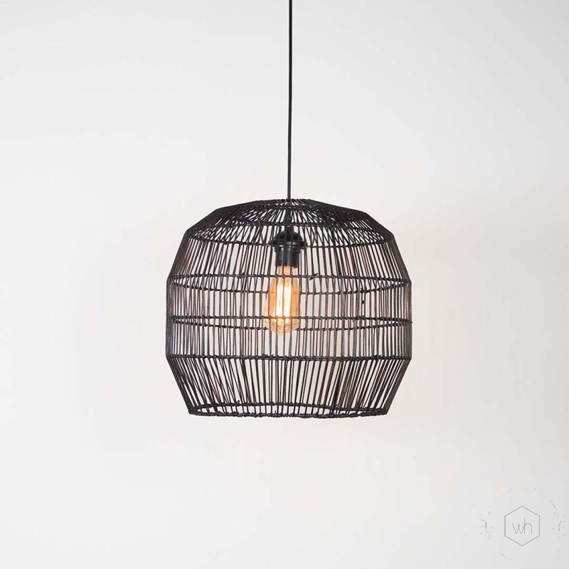 Coral Handwoven Pendant Lamp Light On White Background
