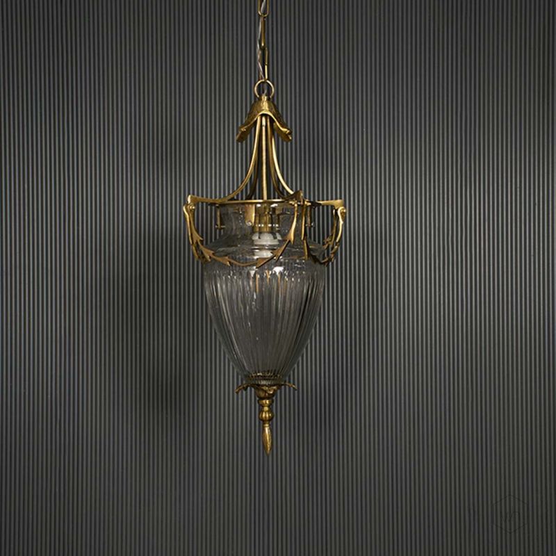 Crystal Brass Pendant light Light Off Black Background
