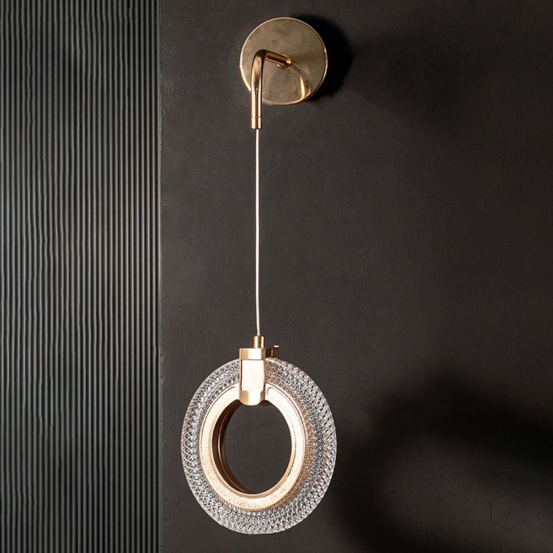 Crystal Rose Gold Wall Light Light Off Black Background