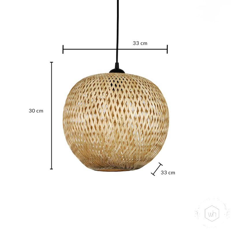 Earth Glow Bamboo Pendant Light Dimensions