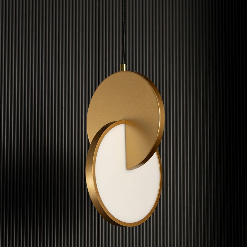Eclipse Pendant 2 Piece Gold Light Light Off Black Background