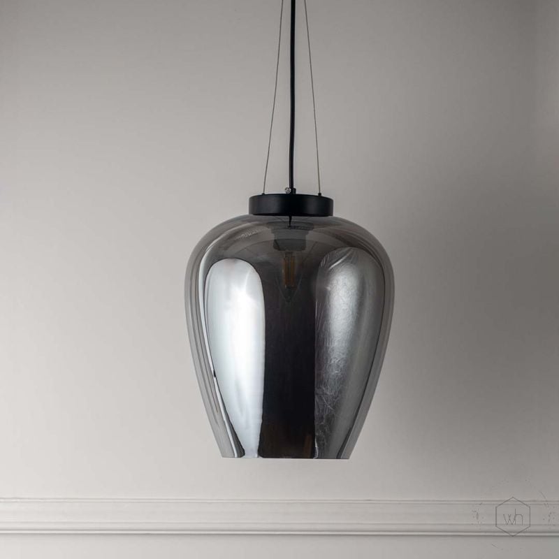 Elian Glass Pendant Lamp - Black Light Off White Background