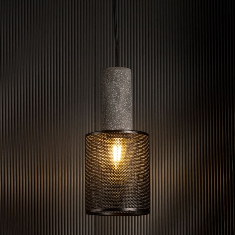 ERAMI Dark Grey Pendant Light Light On Black Background