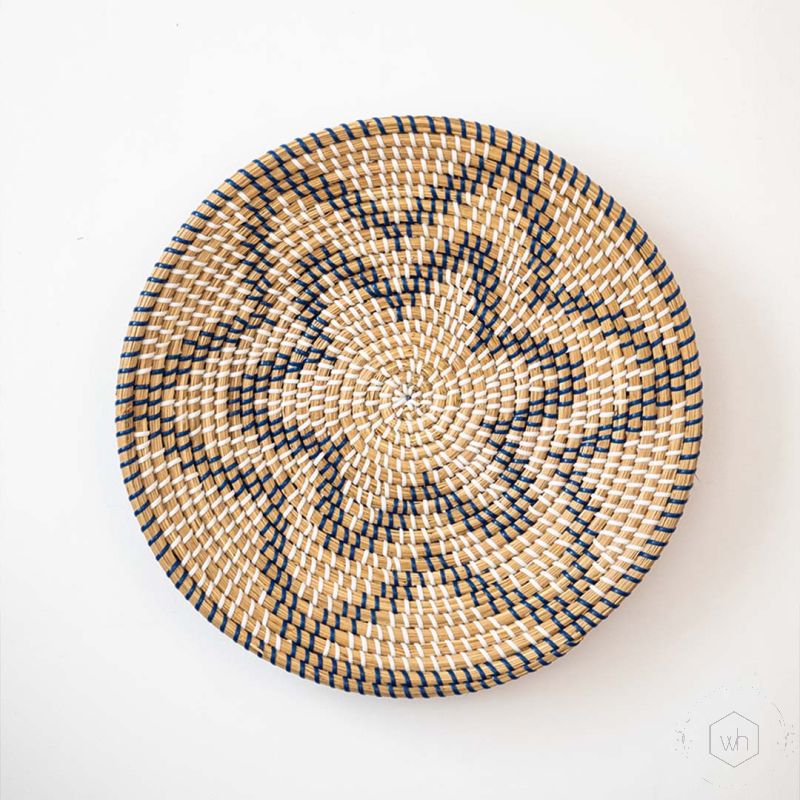 Estefania Handwoven Sabai Grass Hanging Wall Basket - Black White Background