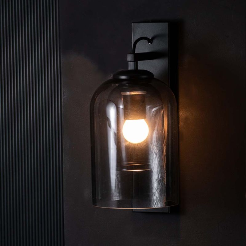 European Style Black Double Glass Illumination Wall Sconce Light On Black Background