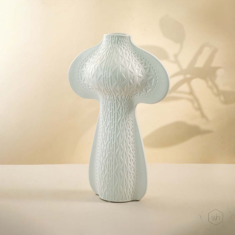 Marish White Ceramic Vase White Background