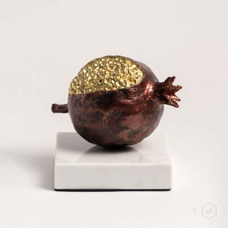 Gold-plated Pomegranate Sculpture Modern Home Decor- Large White Background