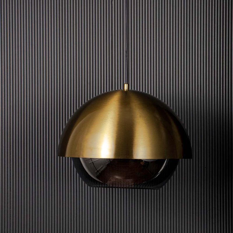 Golden Globe Hanging Light Light Off Black Background