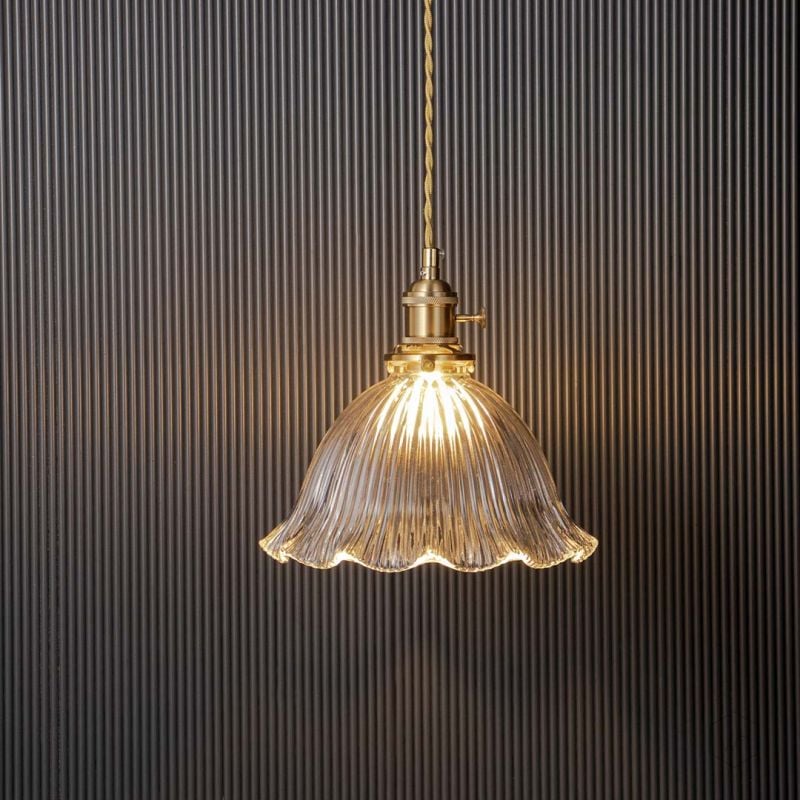 Goldenbell Glass Hanging Light Light On Black Background