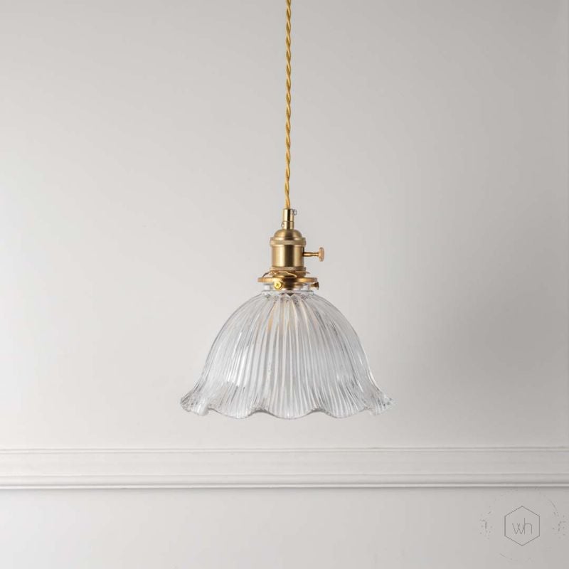 Goldenbell Glass Hanging Light Light Off White Background