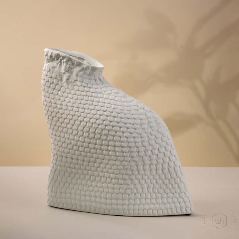 Nordic White Ceramic Vase Art Decor - Large White Background