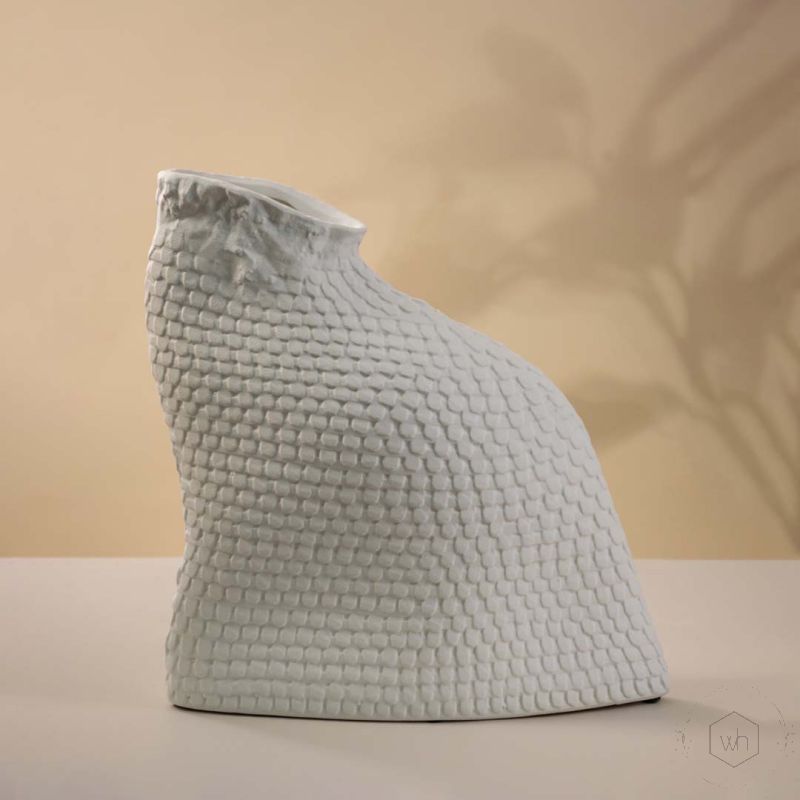 Nordic White Ceramic Vase Art Decor - Large White Background