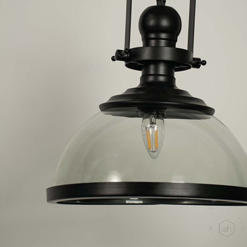 Industrial Retro Pendant Light Glass Shade Closeup