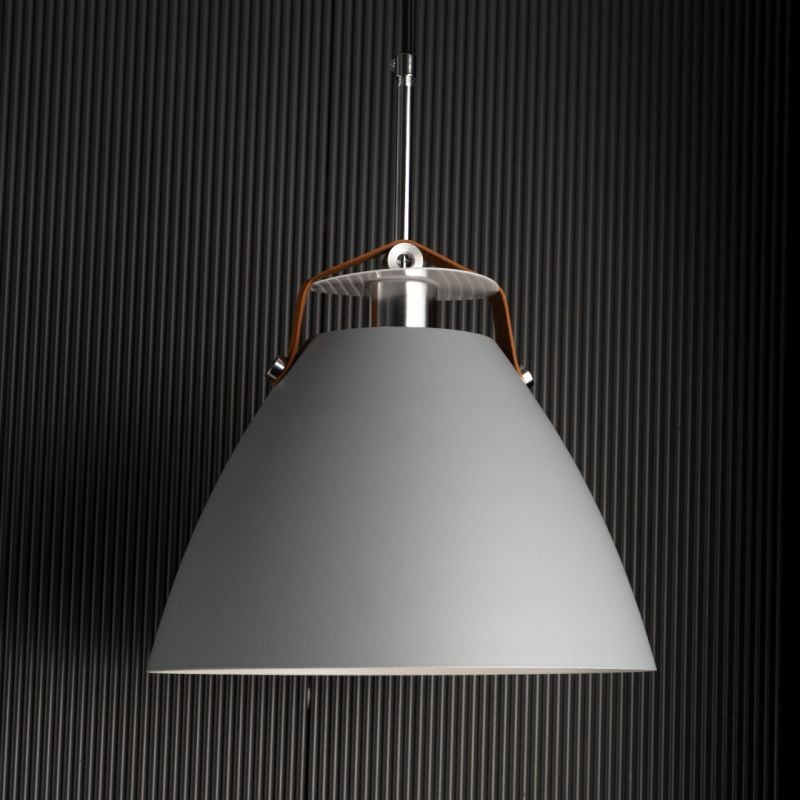 Minimal Nordic Pendant Light - Grey Light Off Black Background