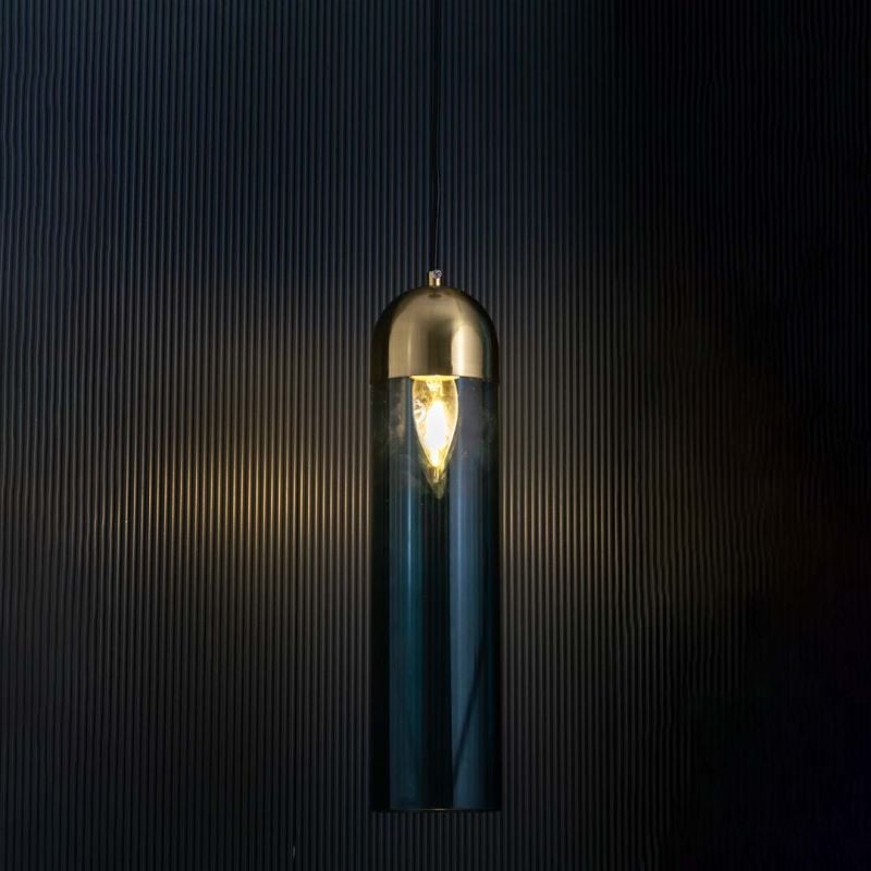 Modern Glass Tube Pendant Light Light On Black Background