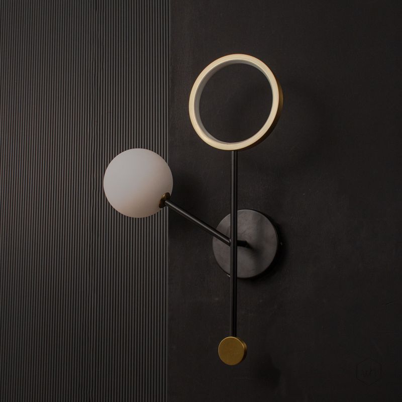 Modern Left Arm Wall light Light Off Black Background