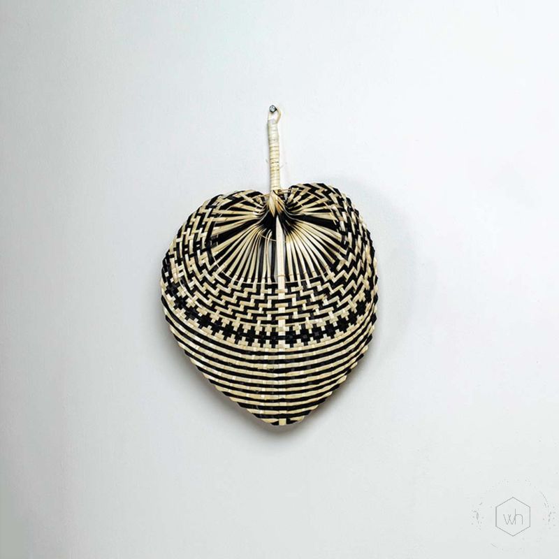 Multipurpose Handwoven Heart Shape Fan - Black Back Side
