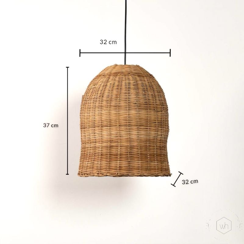 Natural Bamboo Bell Pendant Lamp Dimensions