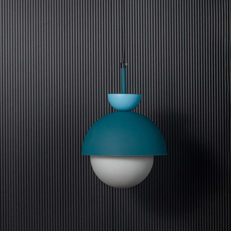 Nordic Macaroon Pendant Lamp - Dark Blue & Sky Blue Light Off Black Background