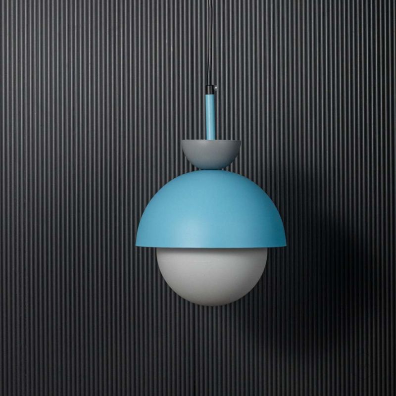 Nordic Macaroon Pendant Lamp - Blue & Grey Light Off Black Background