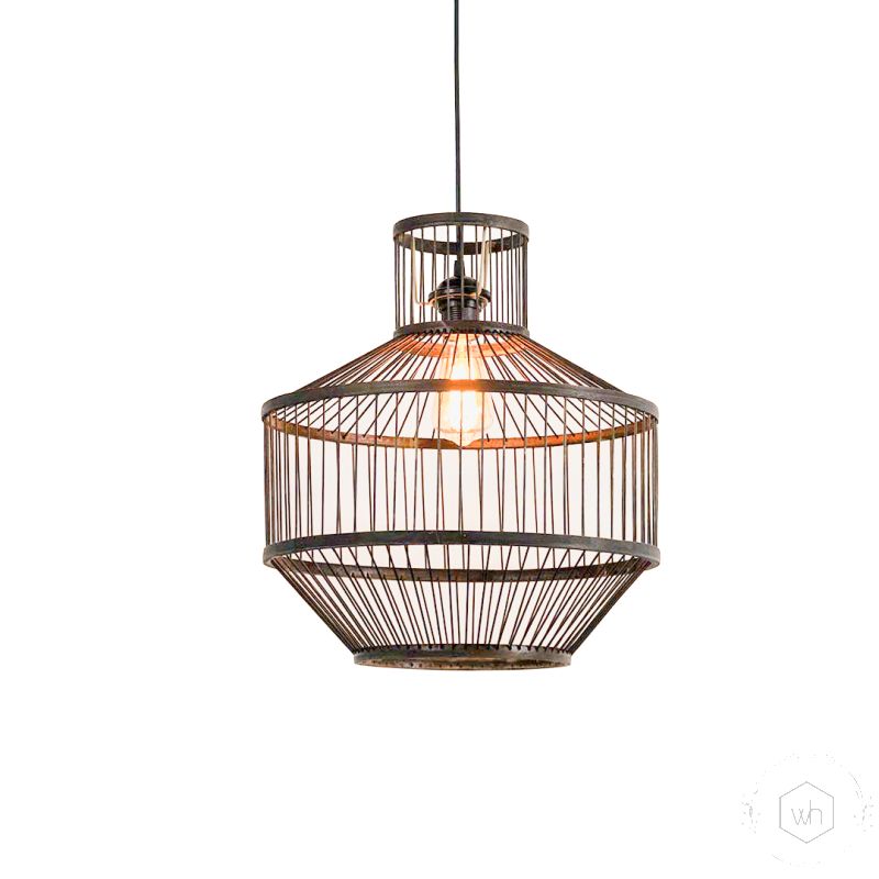 Nova Nest Bamboo Lamp Light On White Background