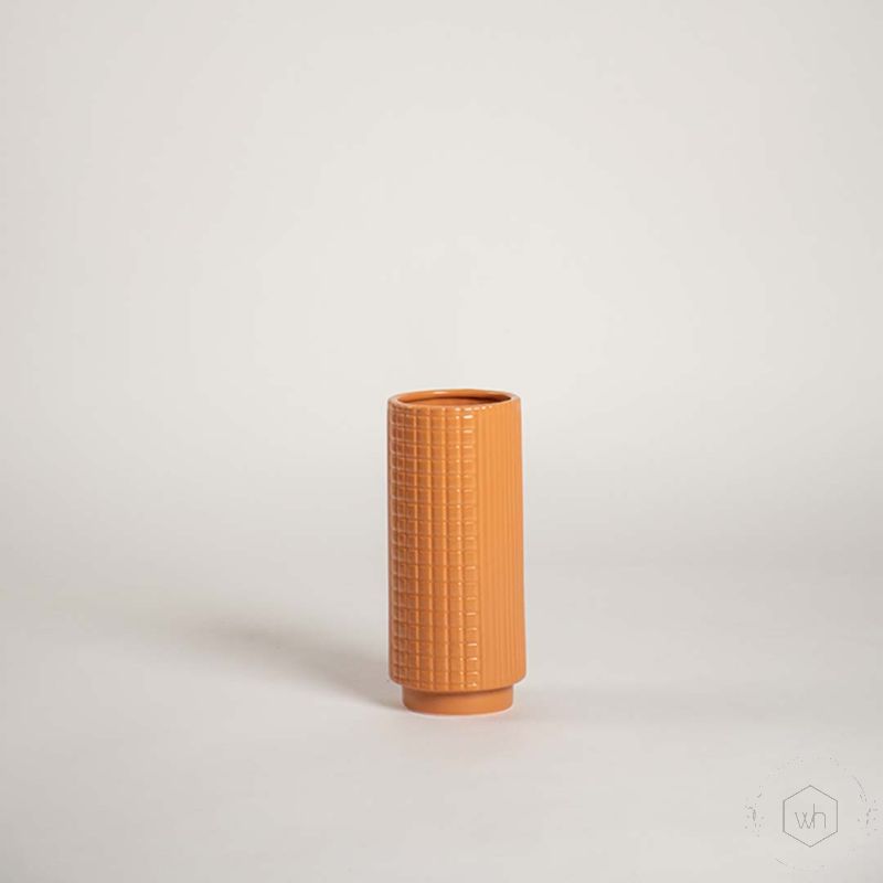 Nuru Ceramic Flower Vase - Orange White Background