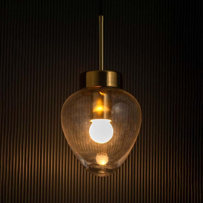 Opulent Shine Glass Hanging Pendant Lamp Light On Black Background